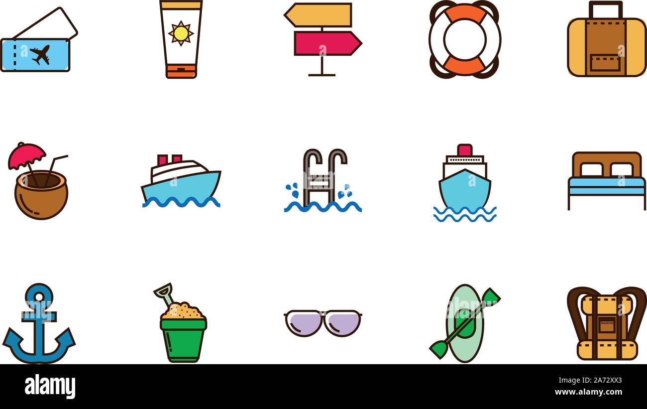 tourism vacations travel related icons set vector illustration Stock ...