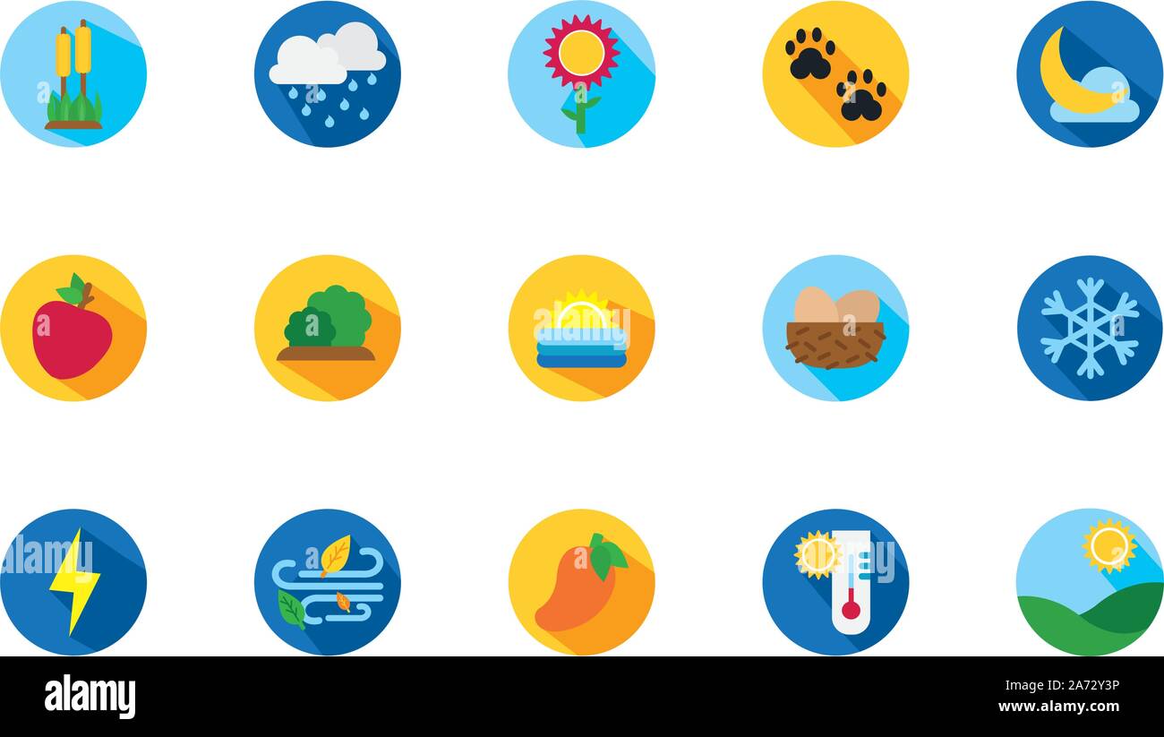 four season weather related block icons set vector illustration Stock ...