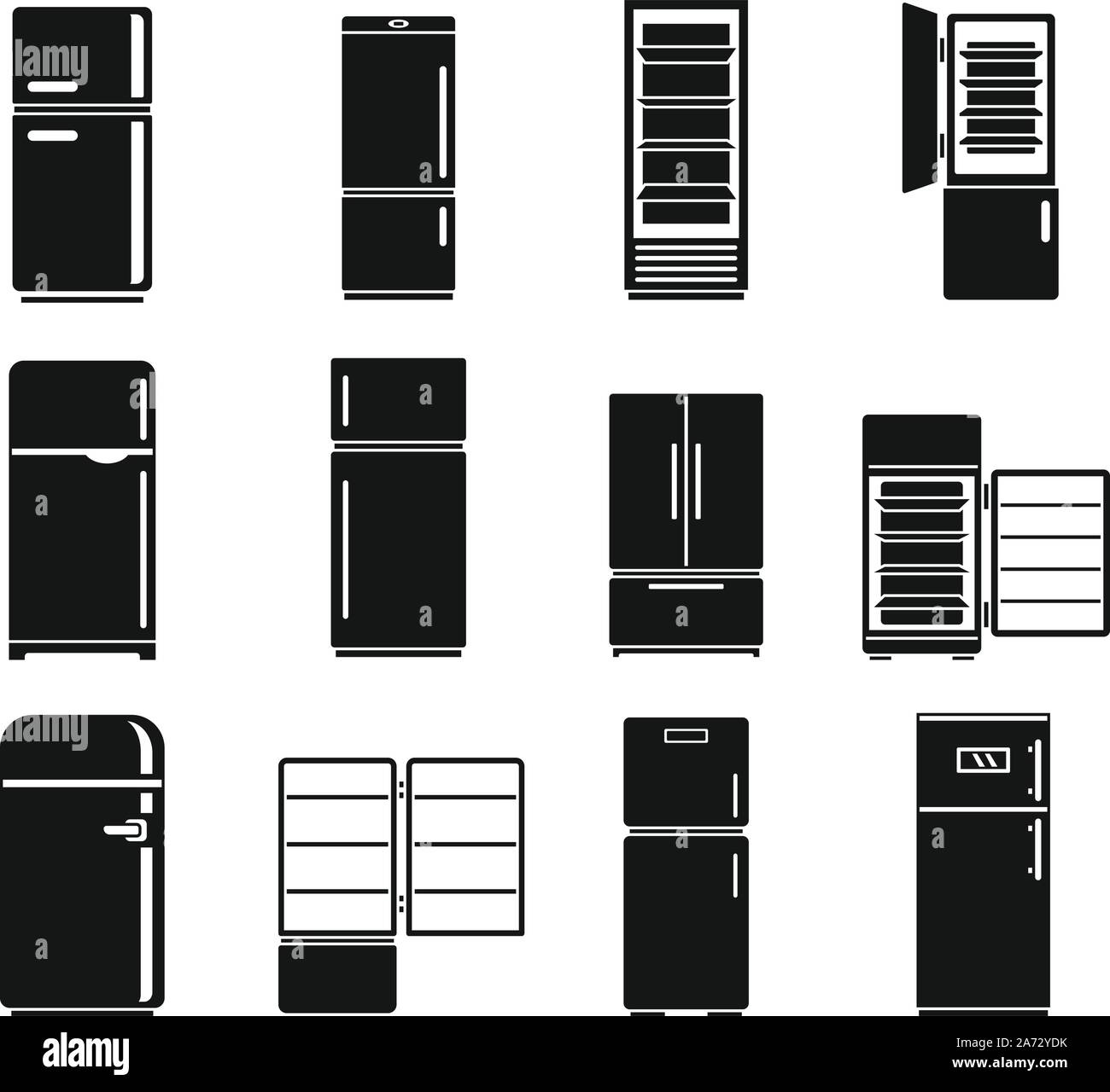 Kitchen fridge icons set. Simple set of kitchen fridge vector icons for web design on white background Stock Vector