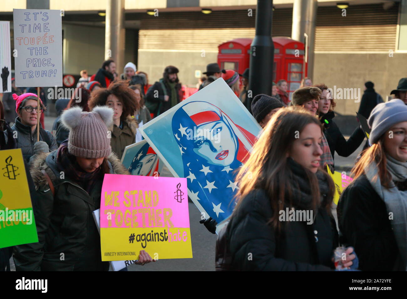 Women's March on London, on January 21st 2017, the first day of Donald ...