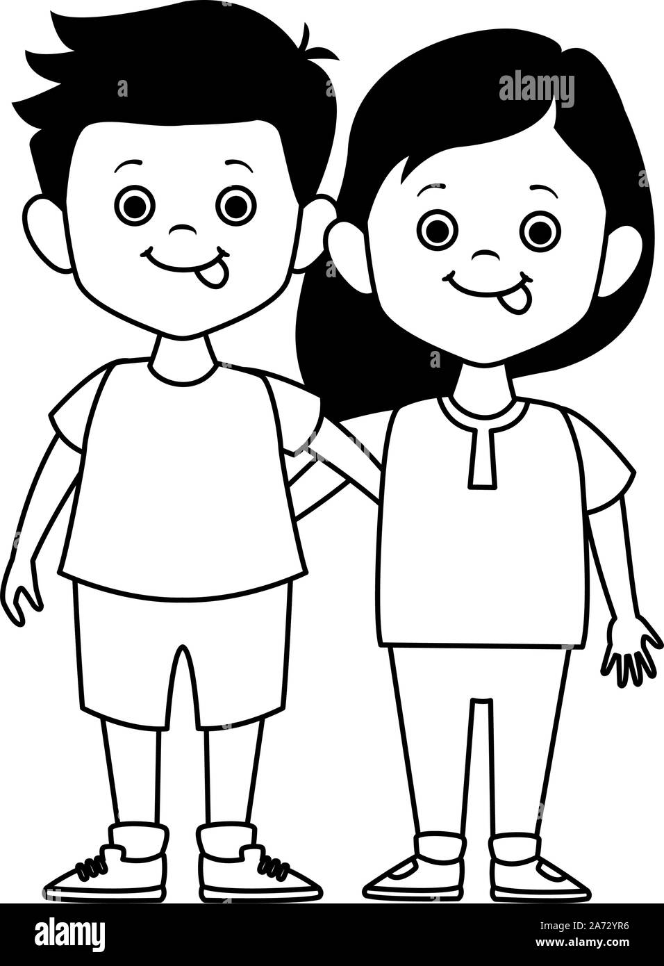 cartoon boy and girl standing icon Stock Vector Image & Art - Alamy