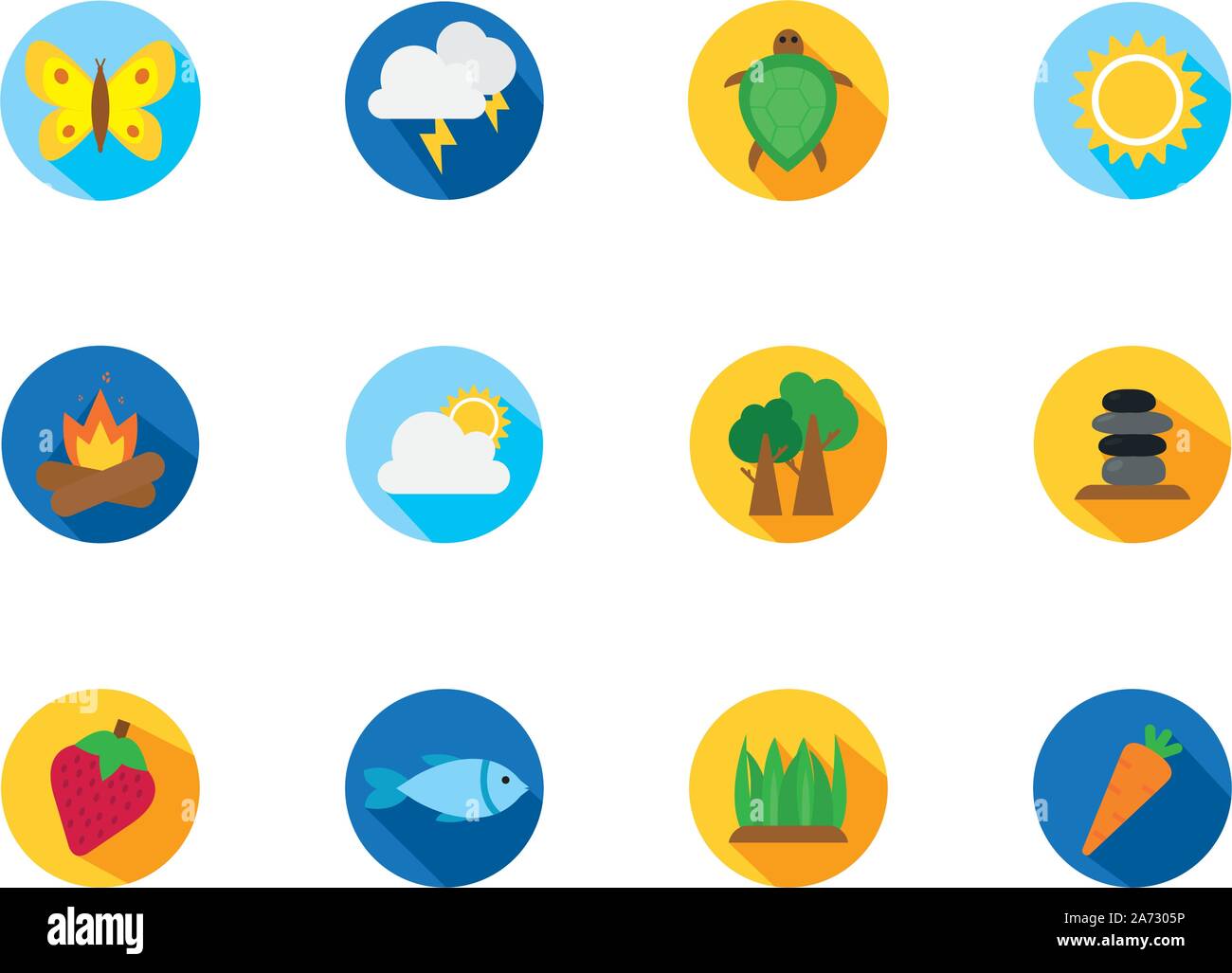 four season weather related block icons set vector illustration Stock ...
