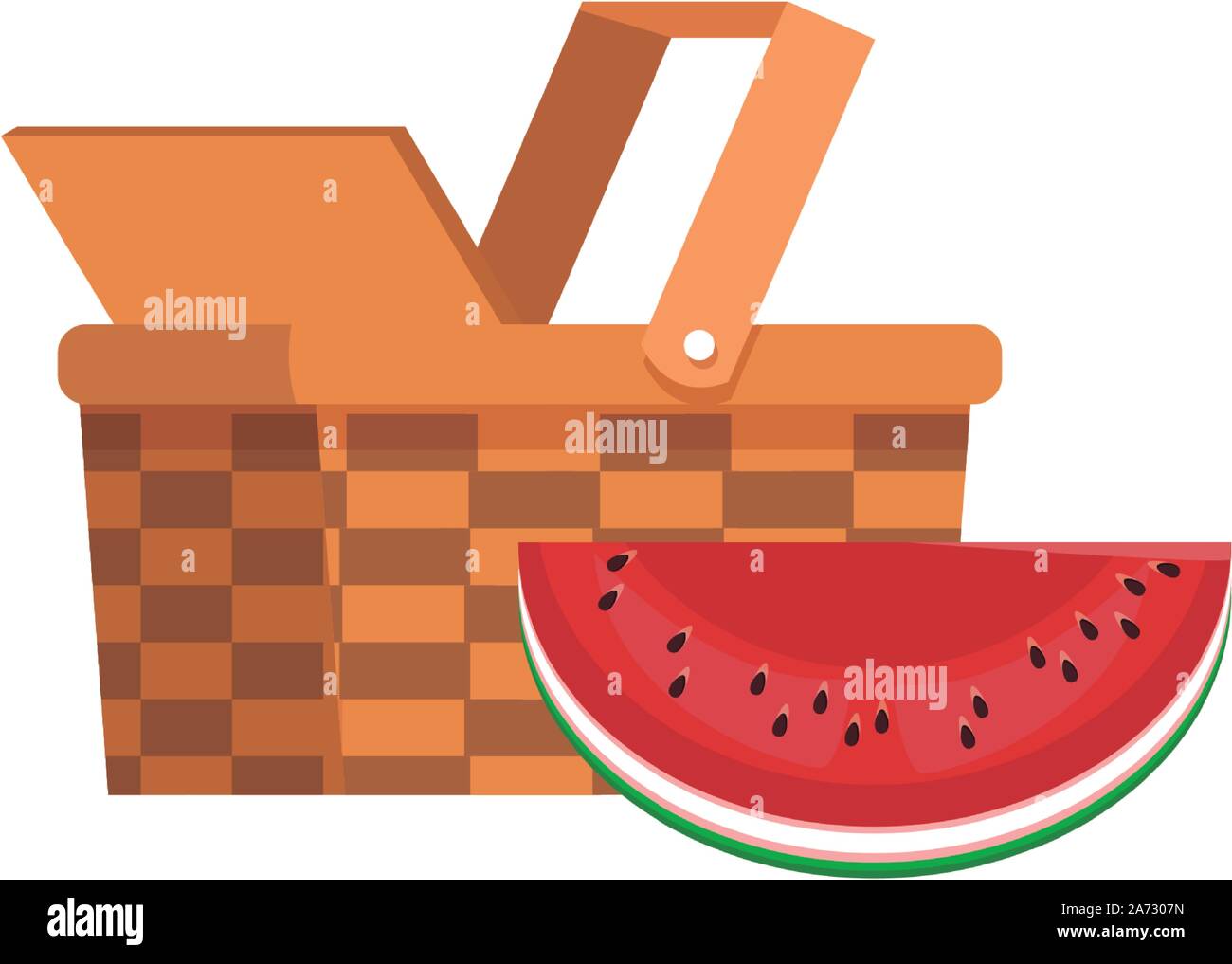 wicker basket and watermelon icon Stock Vector Image & Art - Alamy