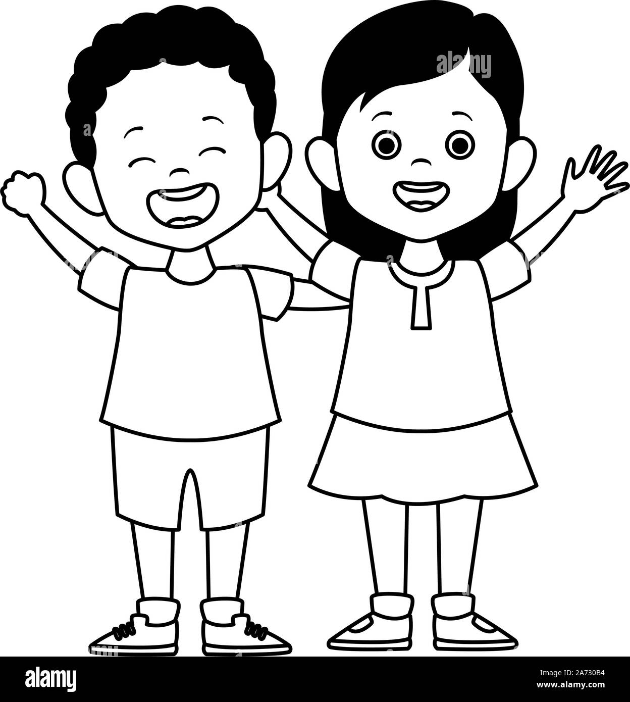 cartoon happy couple of boy and girl Stock Vector Image & Art - Alamy