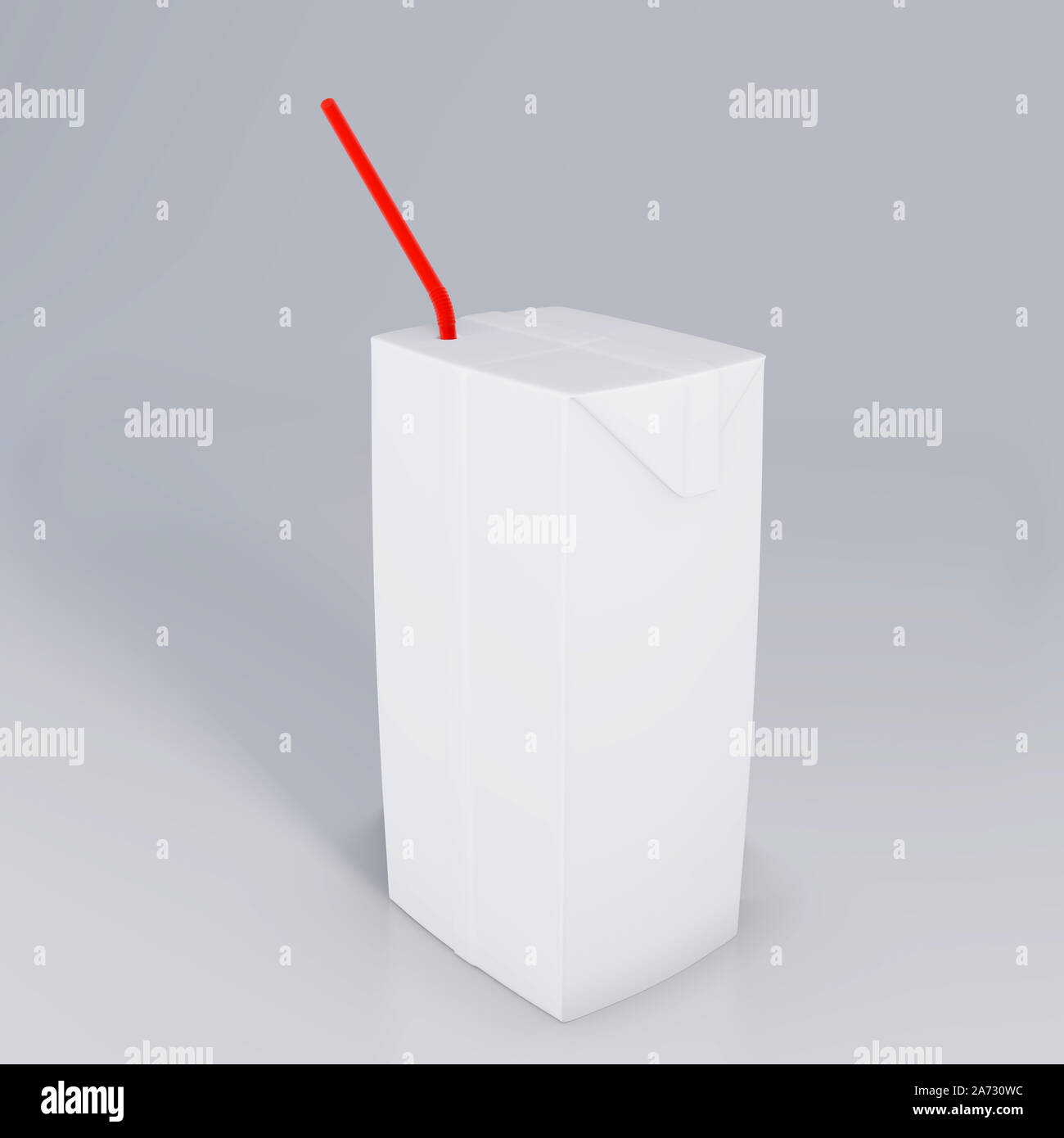 Cardboard juice box with straw mockup isolated on white background. 3d rendering Stock Photo Alamy