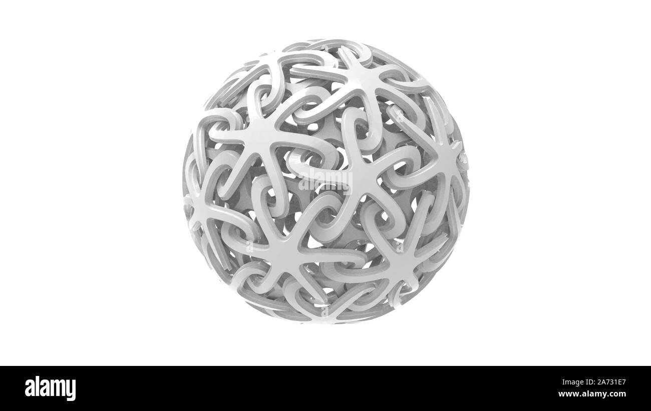 3d rendering of a decorative sphere ornament pattern isolated in white