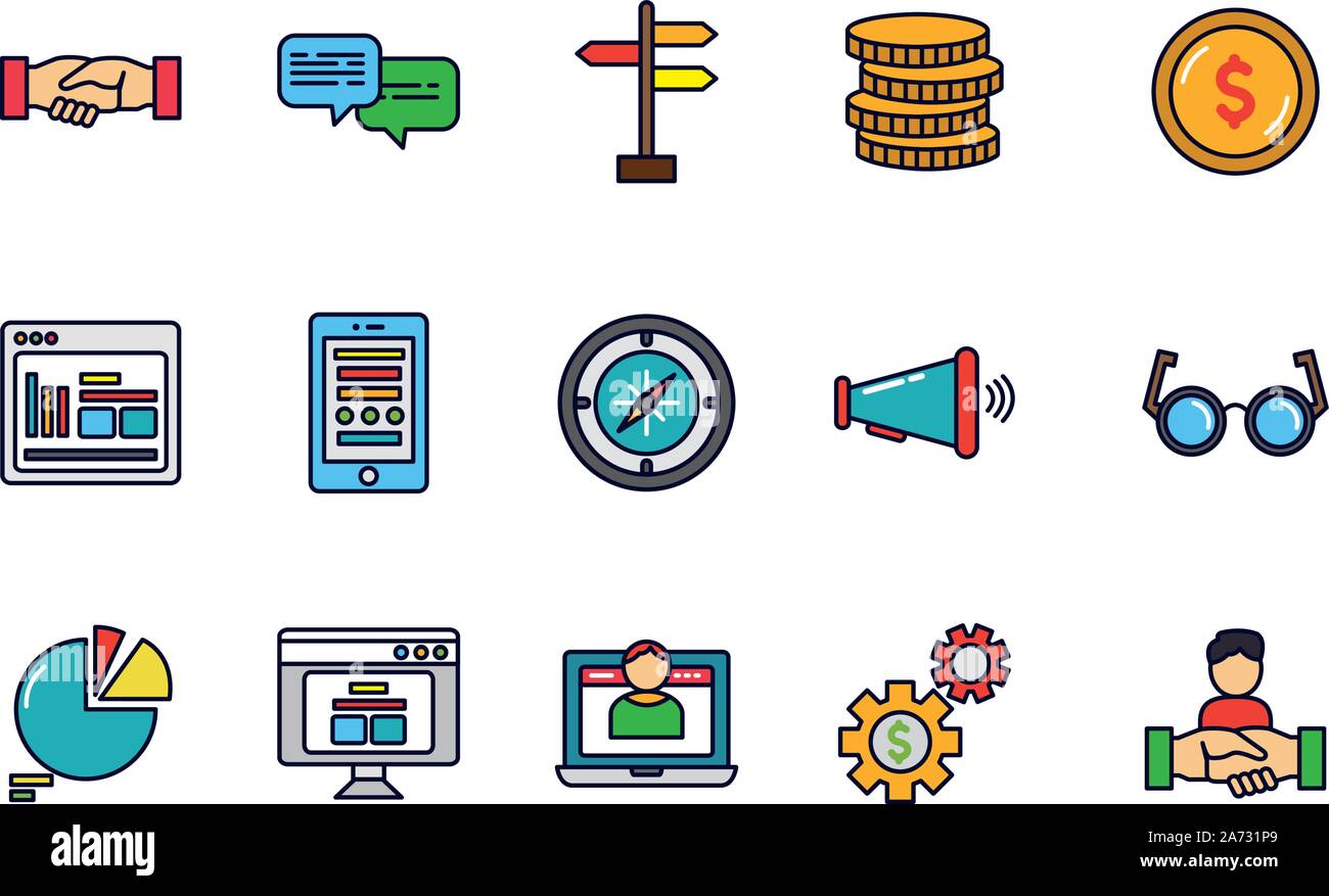 business startup success icons set vector illustration Stock Vector ...