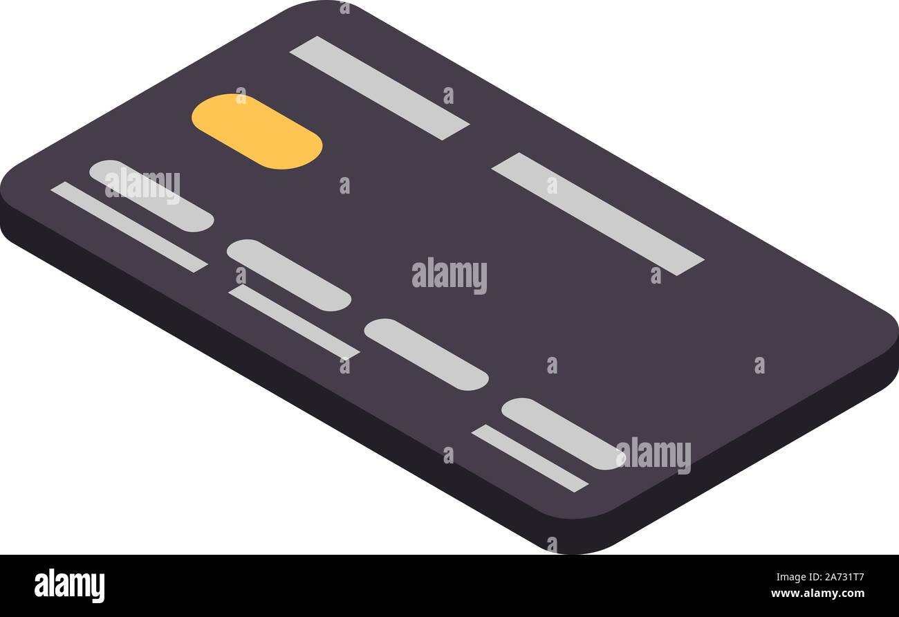 Black credit card icon, isometric style Stock Vector