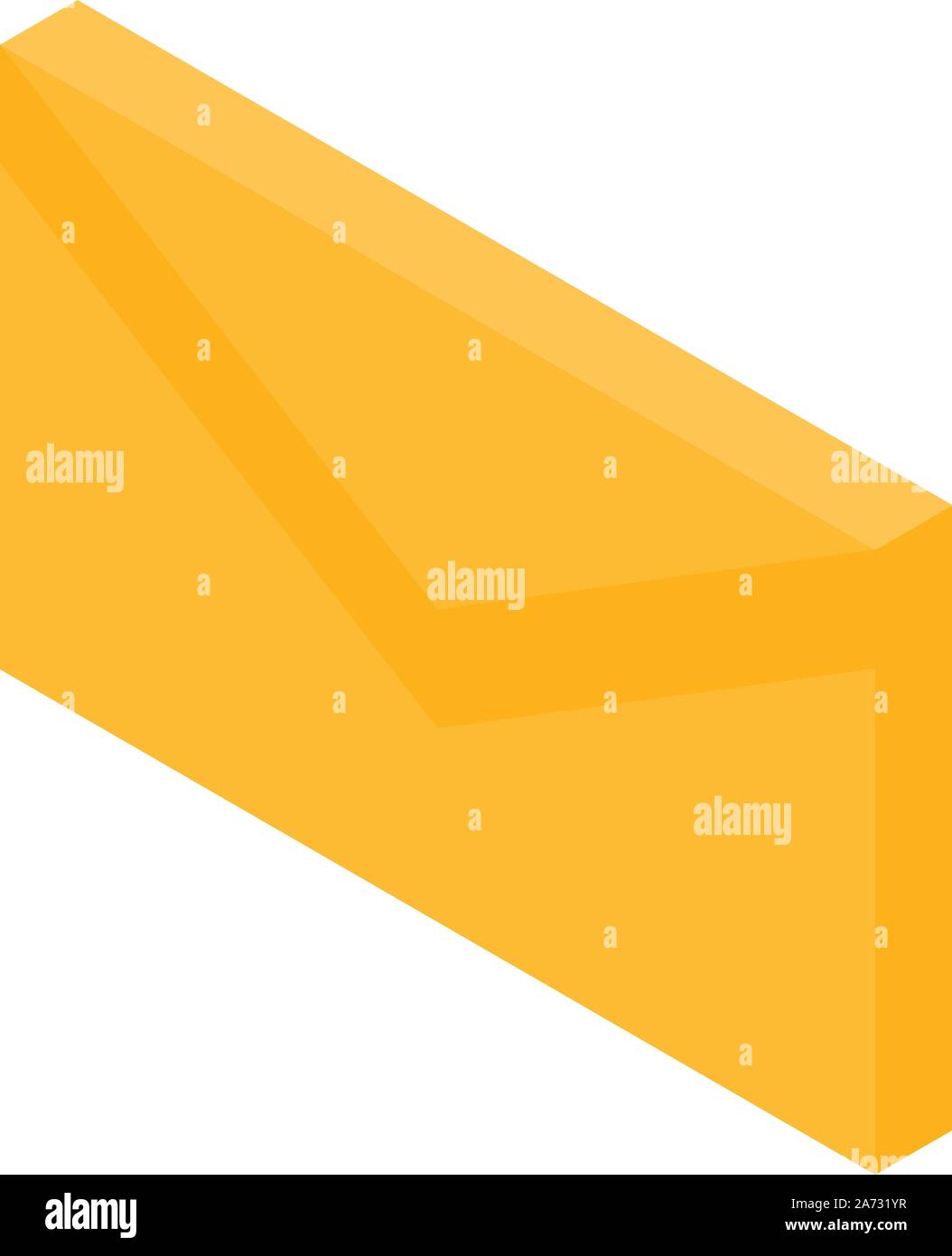Yellow mail sign icon, isometric style Stock Vector