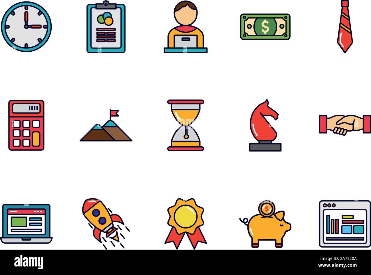 business startup success icons set vector illustration Stock Vector ...