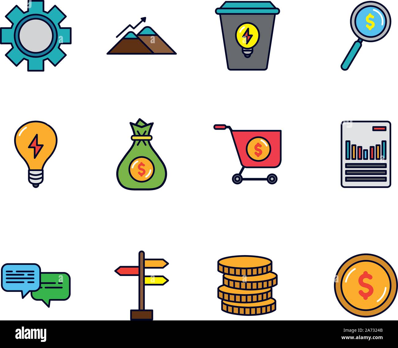 business startup success icons set vector illustration Stock Vector ...