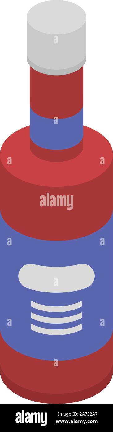 Red sauce bottle icon, isometric style Stock Vector