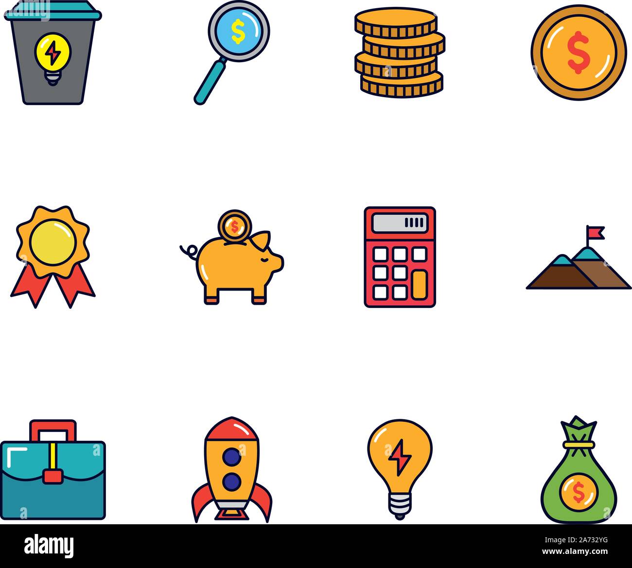 business startup success icons set vector illustration Stock Vector ...