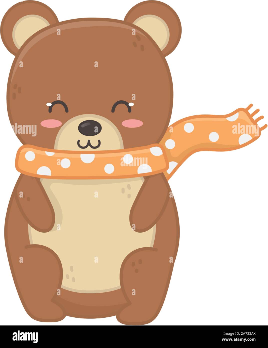 cute bear with scarf sitting hello autumn vector illustration Stock ...