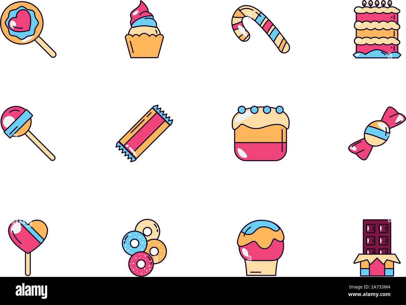 sweet dessert jar, candy and pastry icons set vector illustration Stock ...