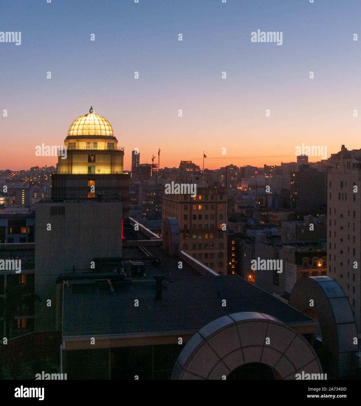 San Francisco Rooftops At Dusk Stock Photo Alamy