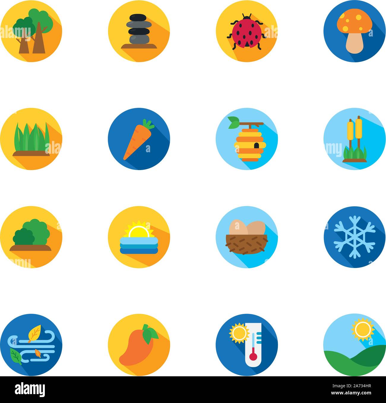 four season weather related block icons set vector illustration Stock ...