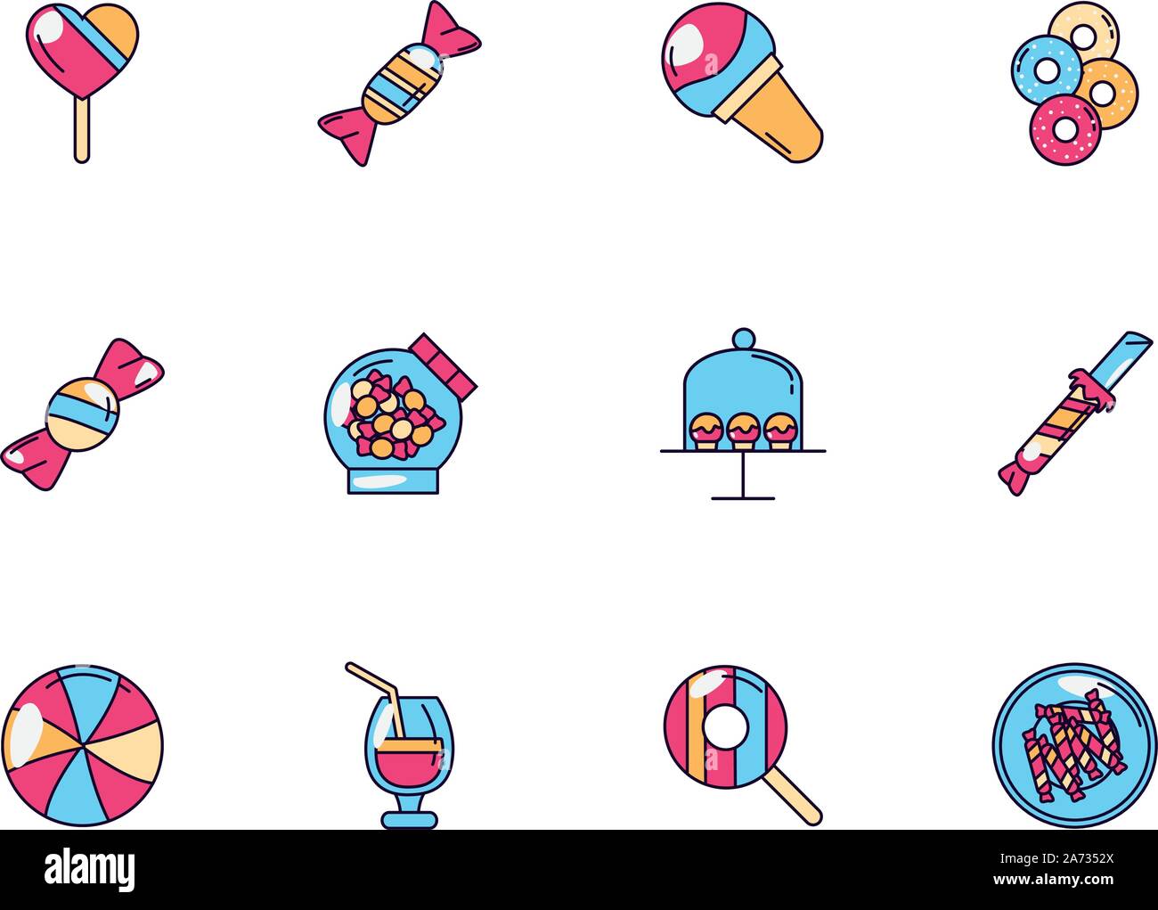 sweet dessert jar, candy and pastry icons set vector illustration Stock ...