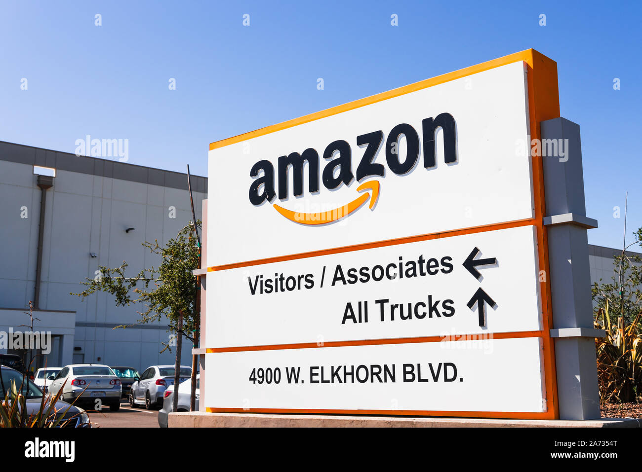 August 23, 2019 Sacramento / CA / USA - Amazon Fulfillment Center and Warehouse near Sacramento International Airport (SMF) Stock Photo