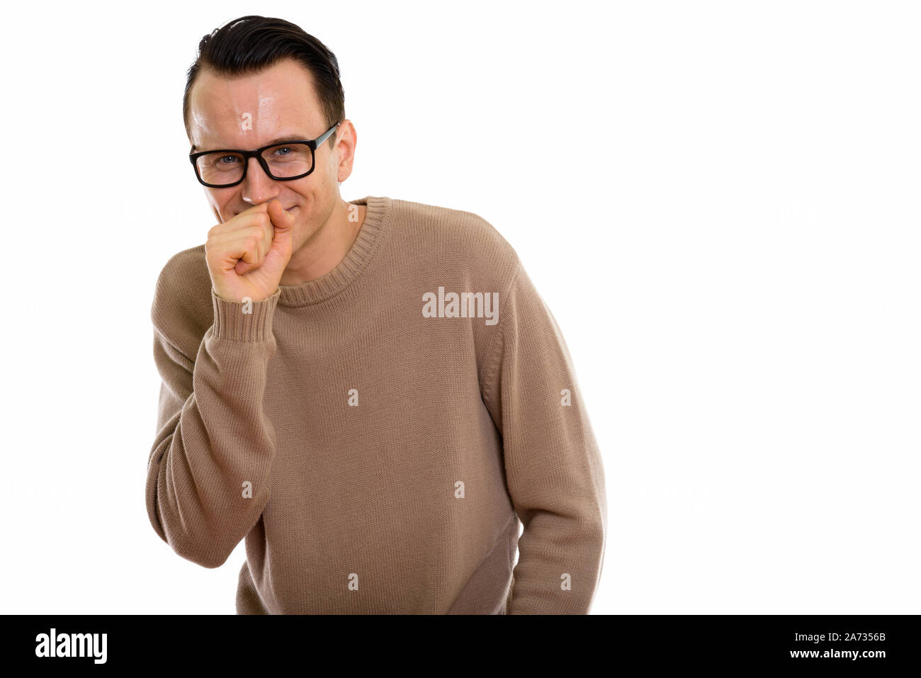 Portrait of young handsome man wearing eyeglasses Stock Photo