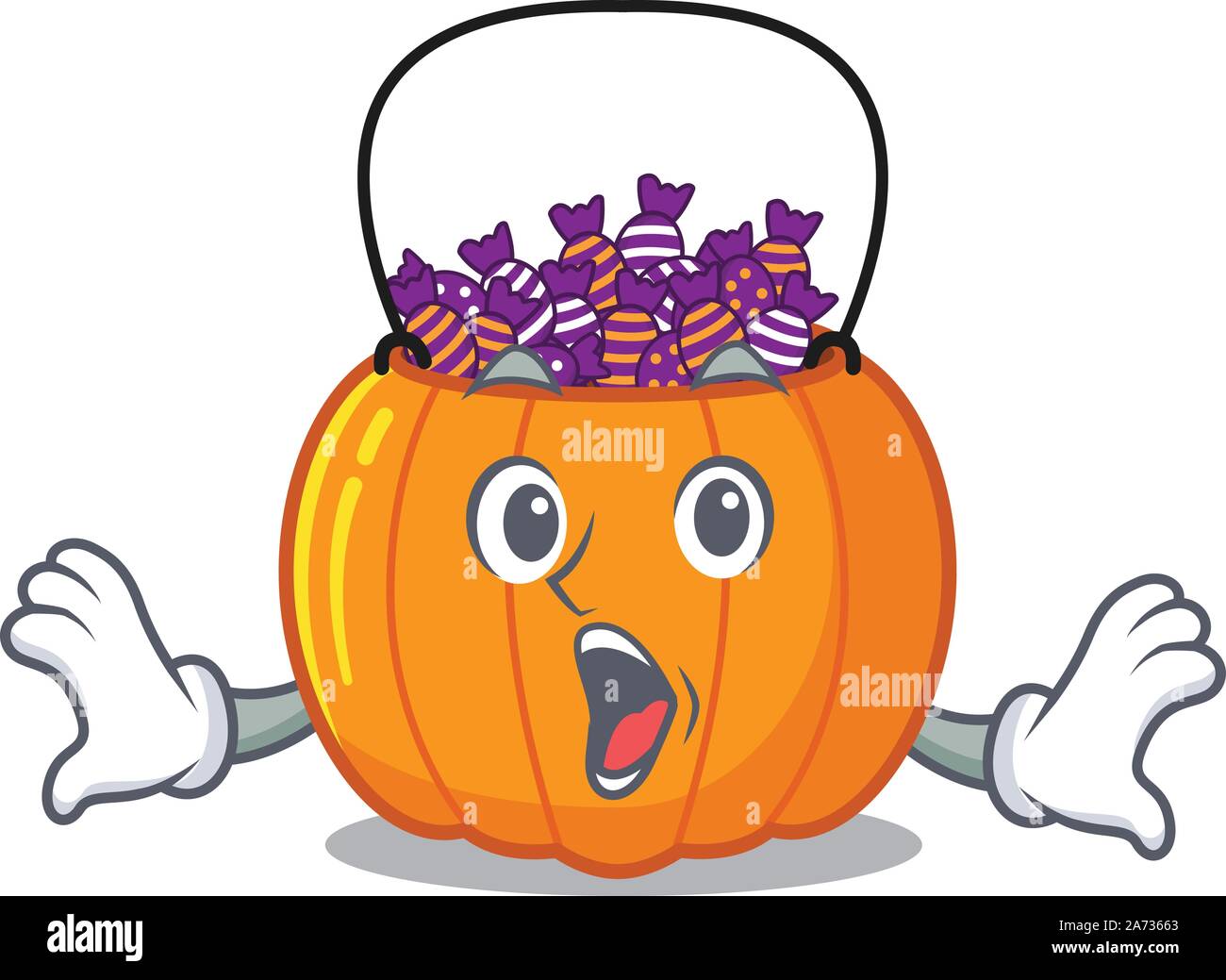 Surprised candy bucket on with the character Stock Vector