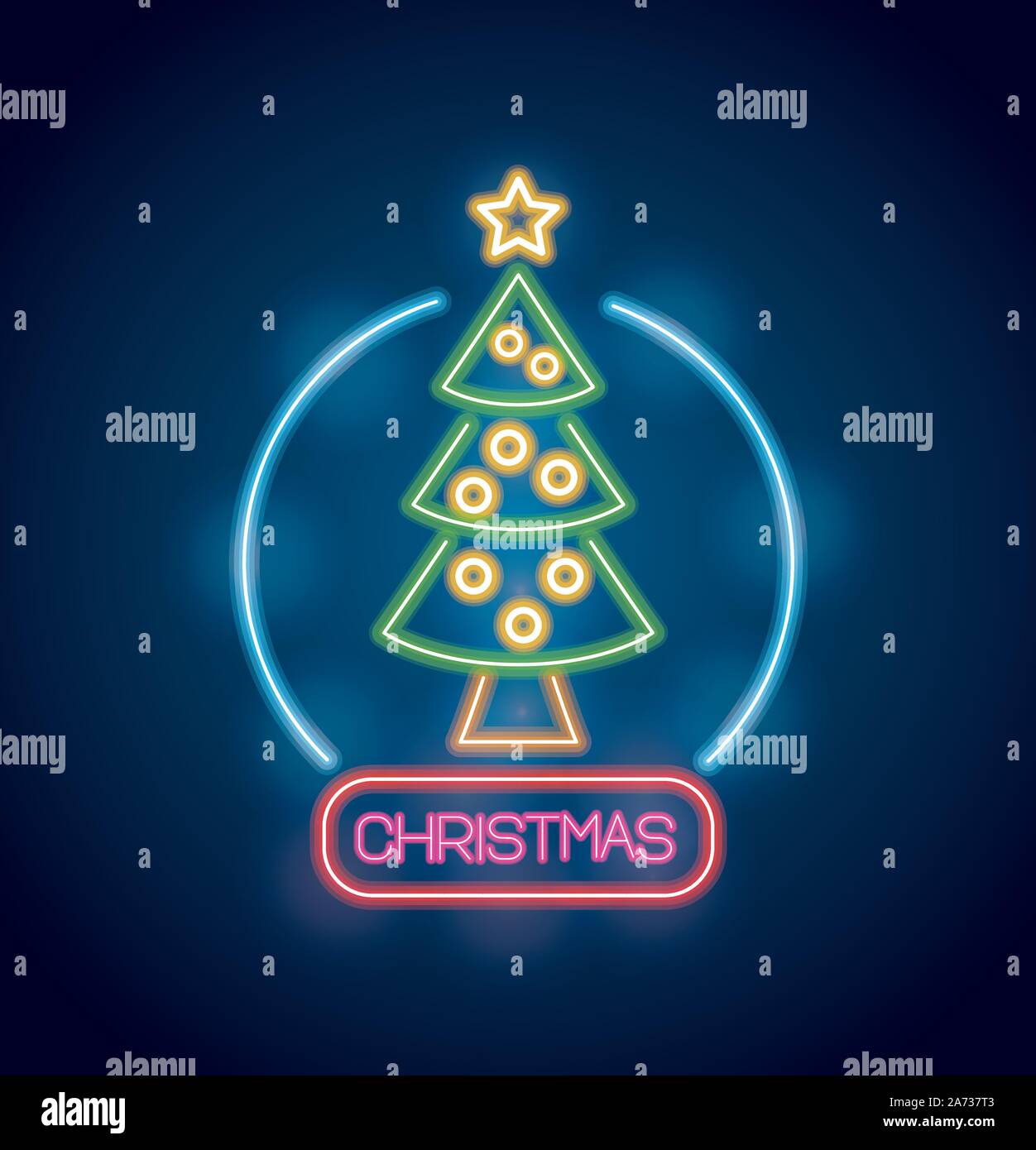 mery christmas pine tree neon lights Stock Vector Image & Art Alamy