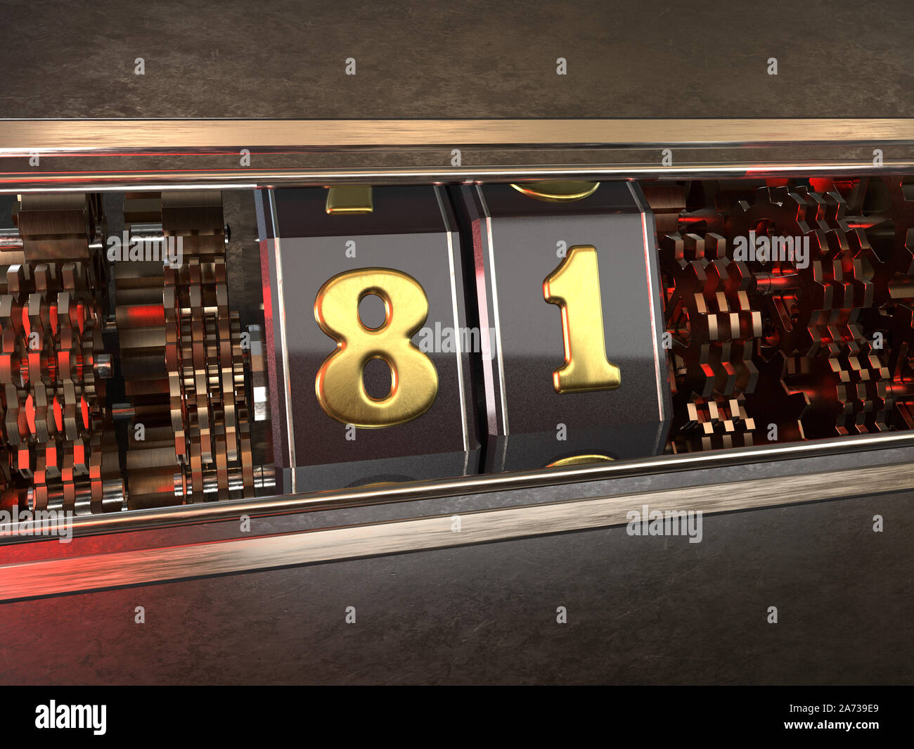number 81 (number eighty-one) style of slot machine. 3D illustration Stock Photo