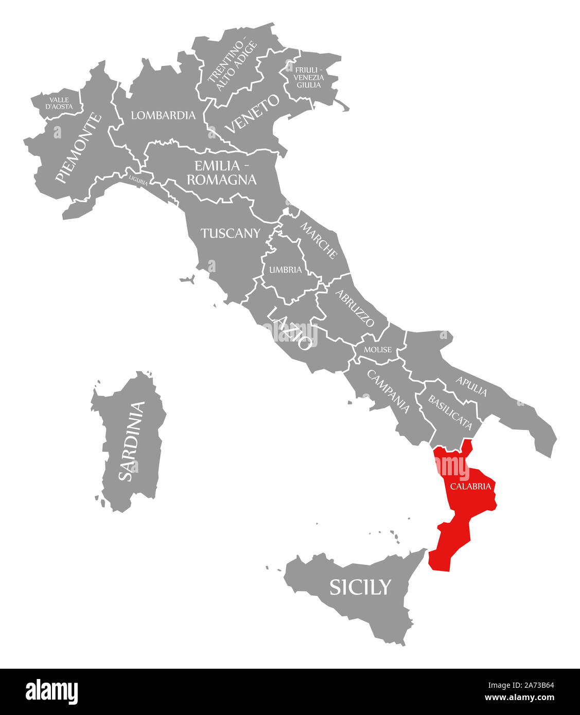 Map Of Calabria High Resolution - Calabria Red Highlighted In Map Of Italy 2A73B64