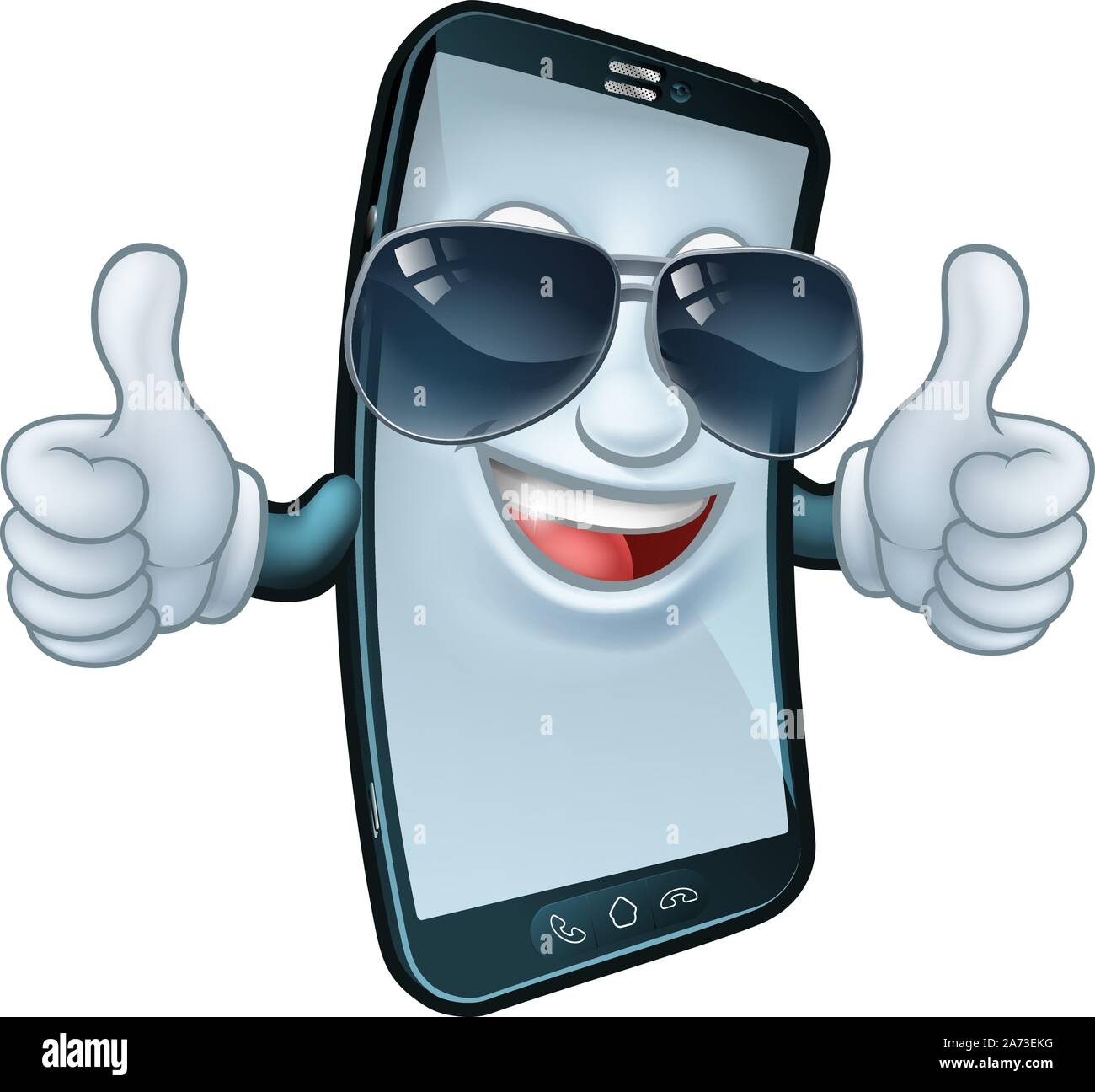 Mobile Phone Cool Shades Thumbs Up Cartoon Mascot Stock Vector