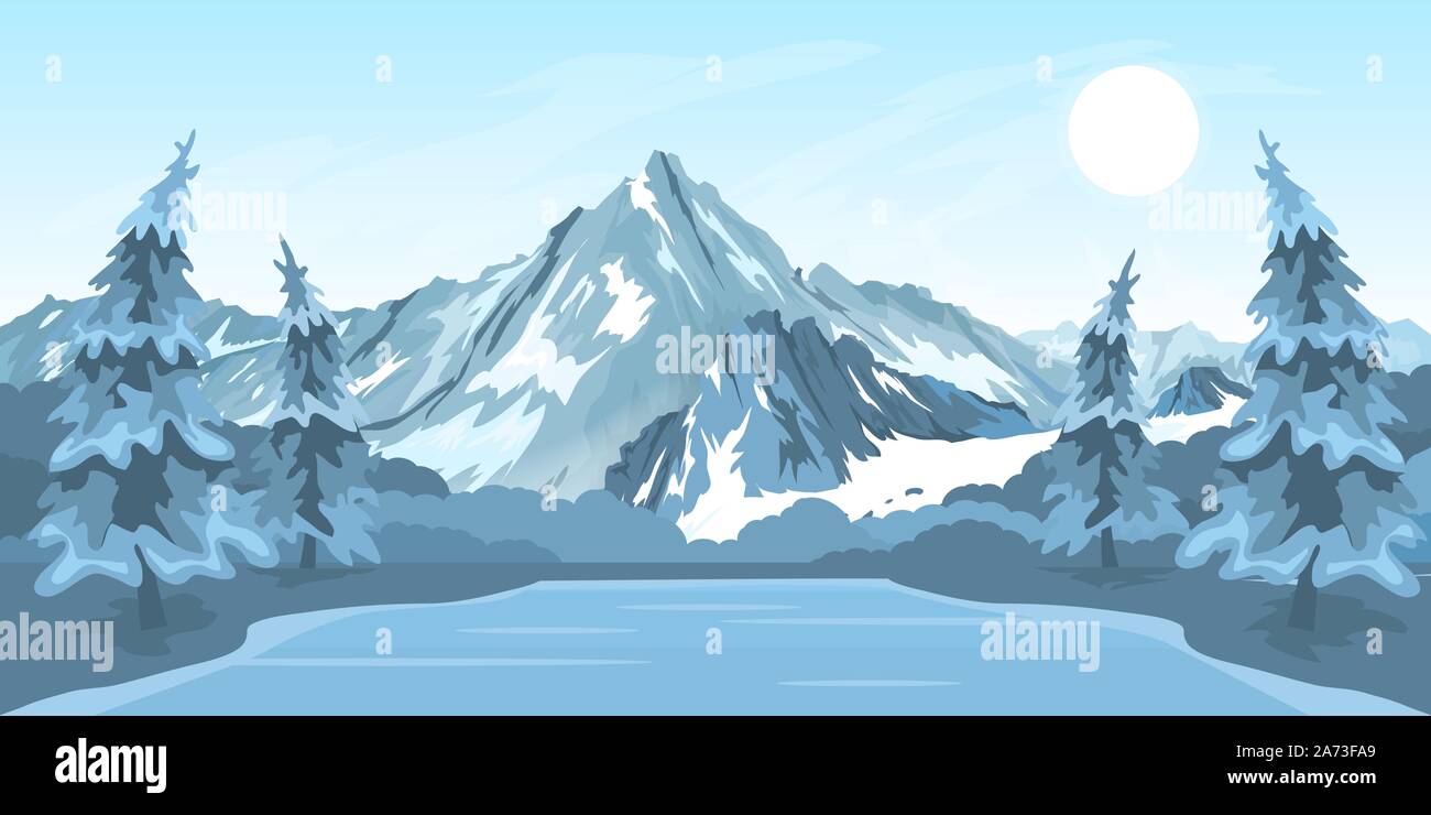 Winter rural landscape Stock Vector