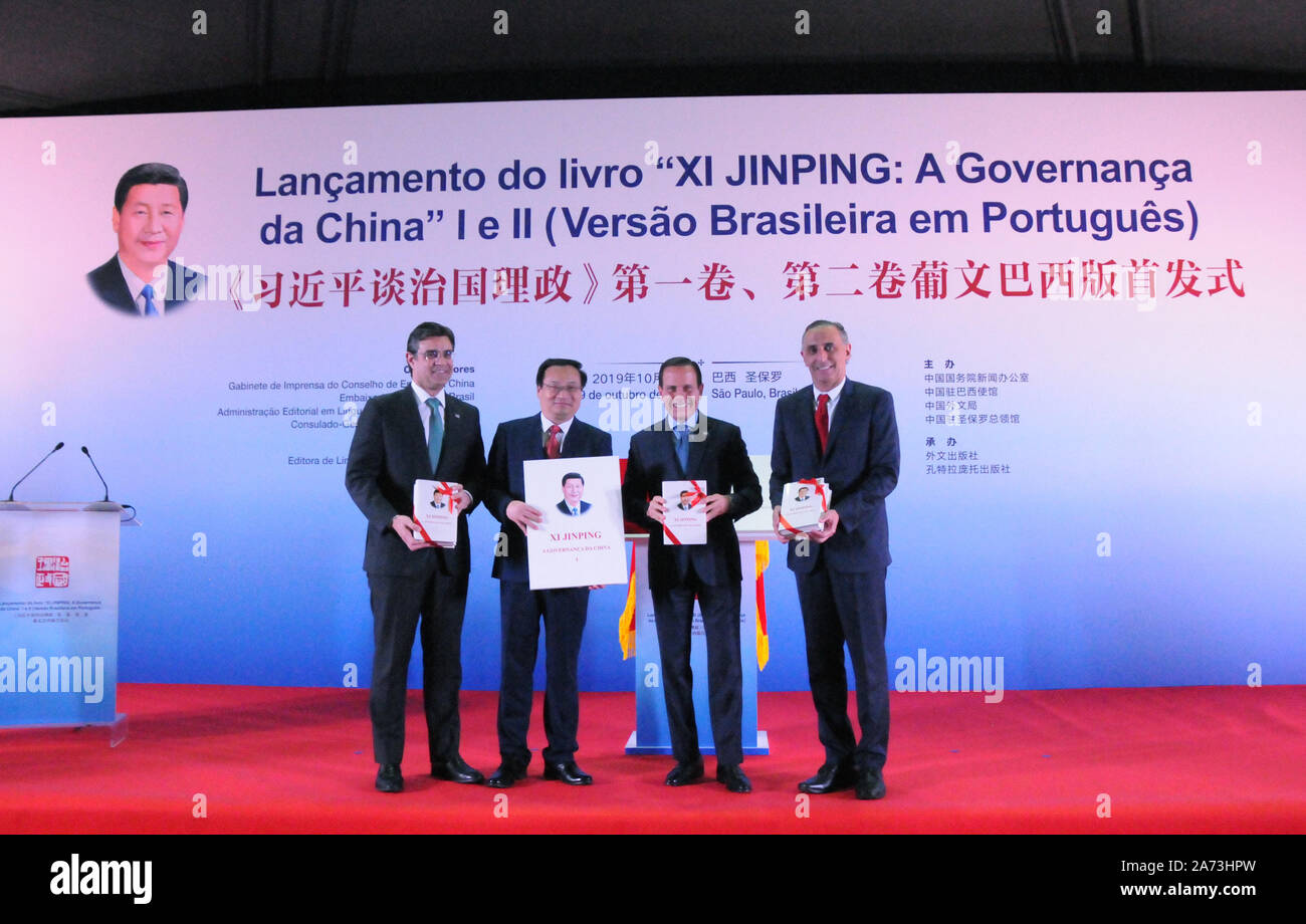 Sao Paulo, Brazil. 29th Oct, 2019. Liang Yanshun (2nd L), deputy