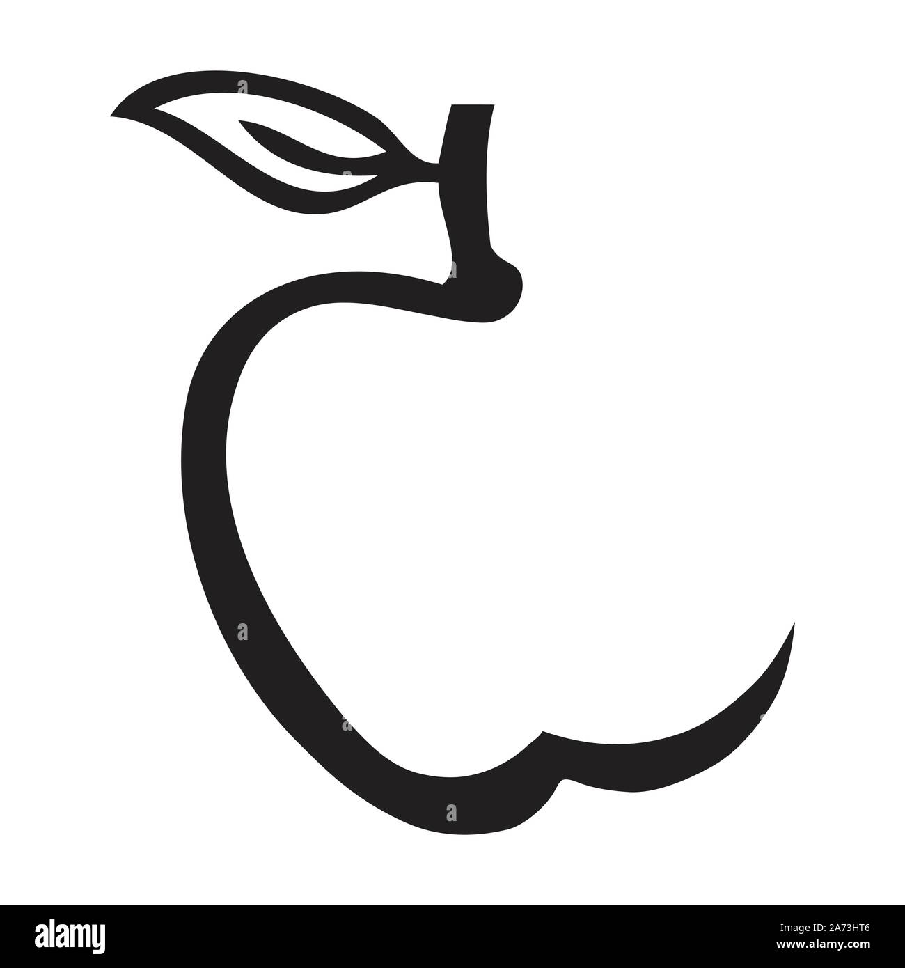 Simple vector illustration of a black and white apple Stock Vector ...