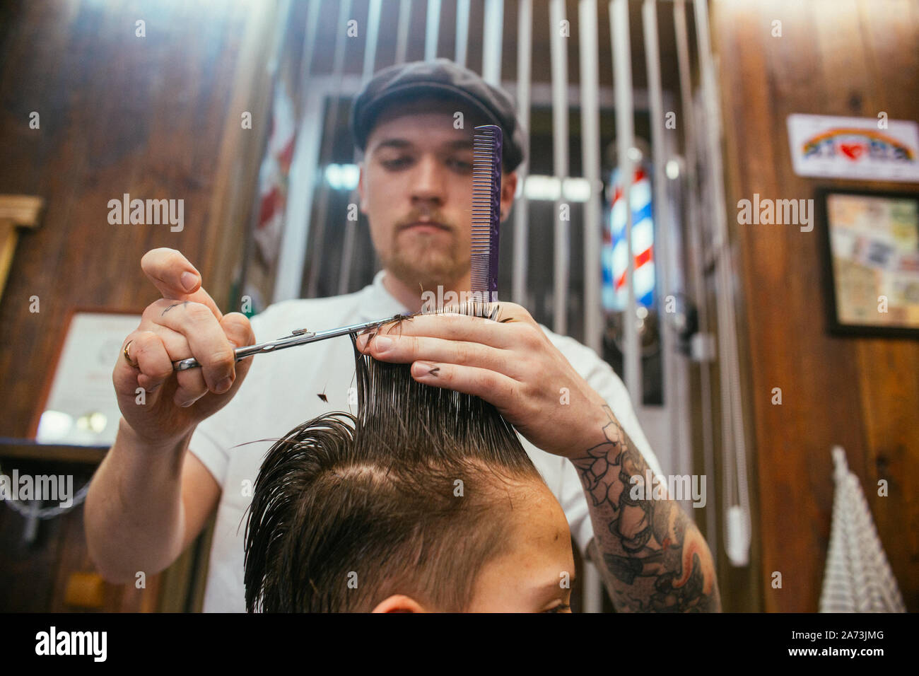 Teenage Boy Haircuts Hairdresser In The Barber Shop Fashionable