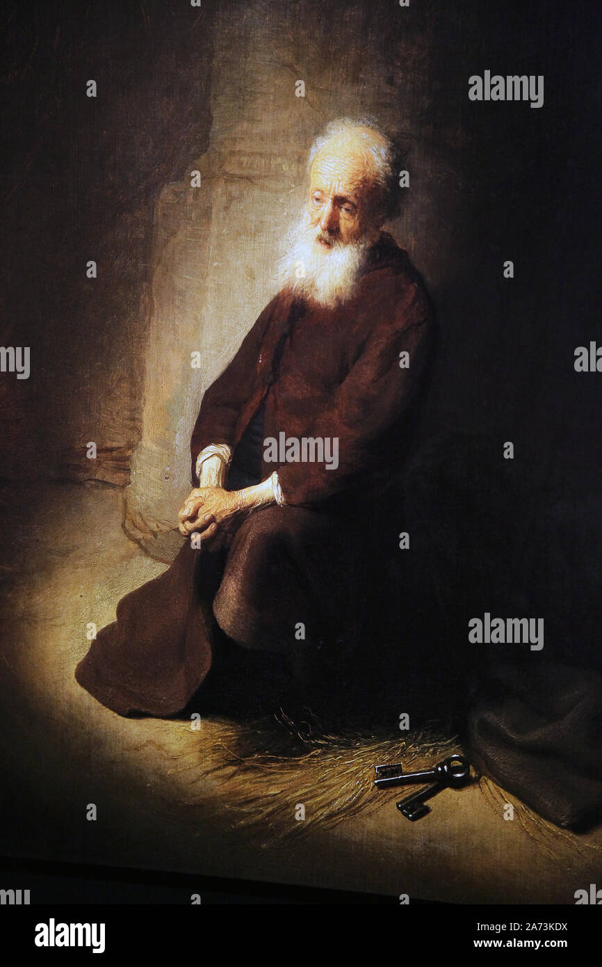 Saint Peter Kneeling 1631 by dutch painter Rembrandt van Rijn.16061669