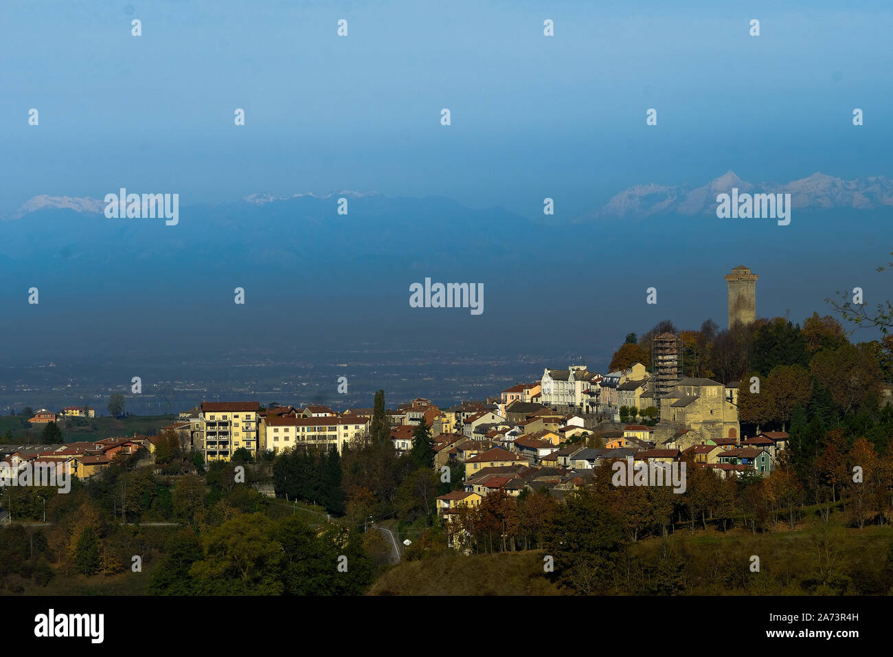 murazzano and the beautiful landscapes of the Piedmontese Langhe in autumn Stock Photo