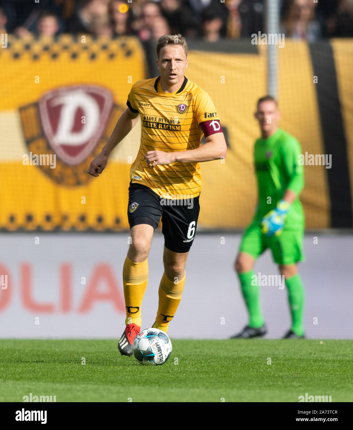 Dresden, Germany. 15th Nov, 2020. Football: 3rd division, SG Dynamo Dresden  - TSV 1860 Munich, 10th matchday, at the Rudolf-Harbig-Stadium Dynamos  Yannick Stark (3rd from left) cheers after his goal for 1:1