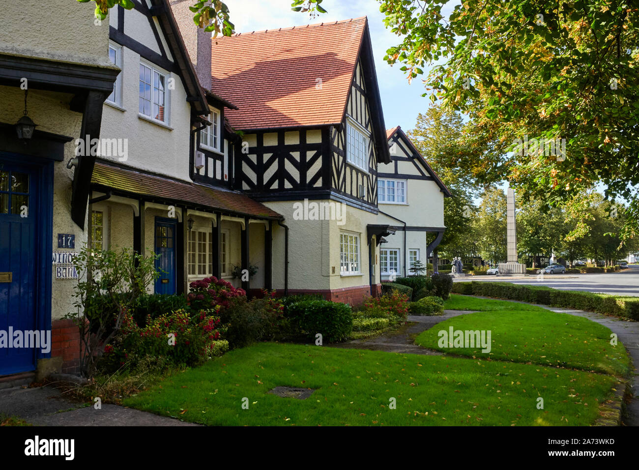 Houses in Port Sunlight at Merseyside outside the Lady Lever art gallery Stock Photo