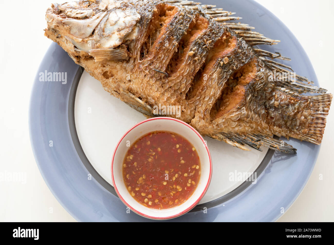 Fried red tilapia fish Stock Photo Alamy