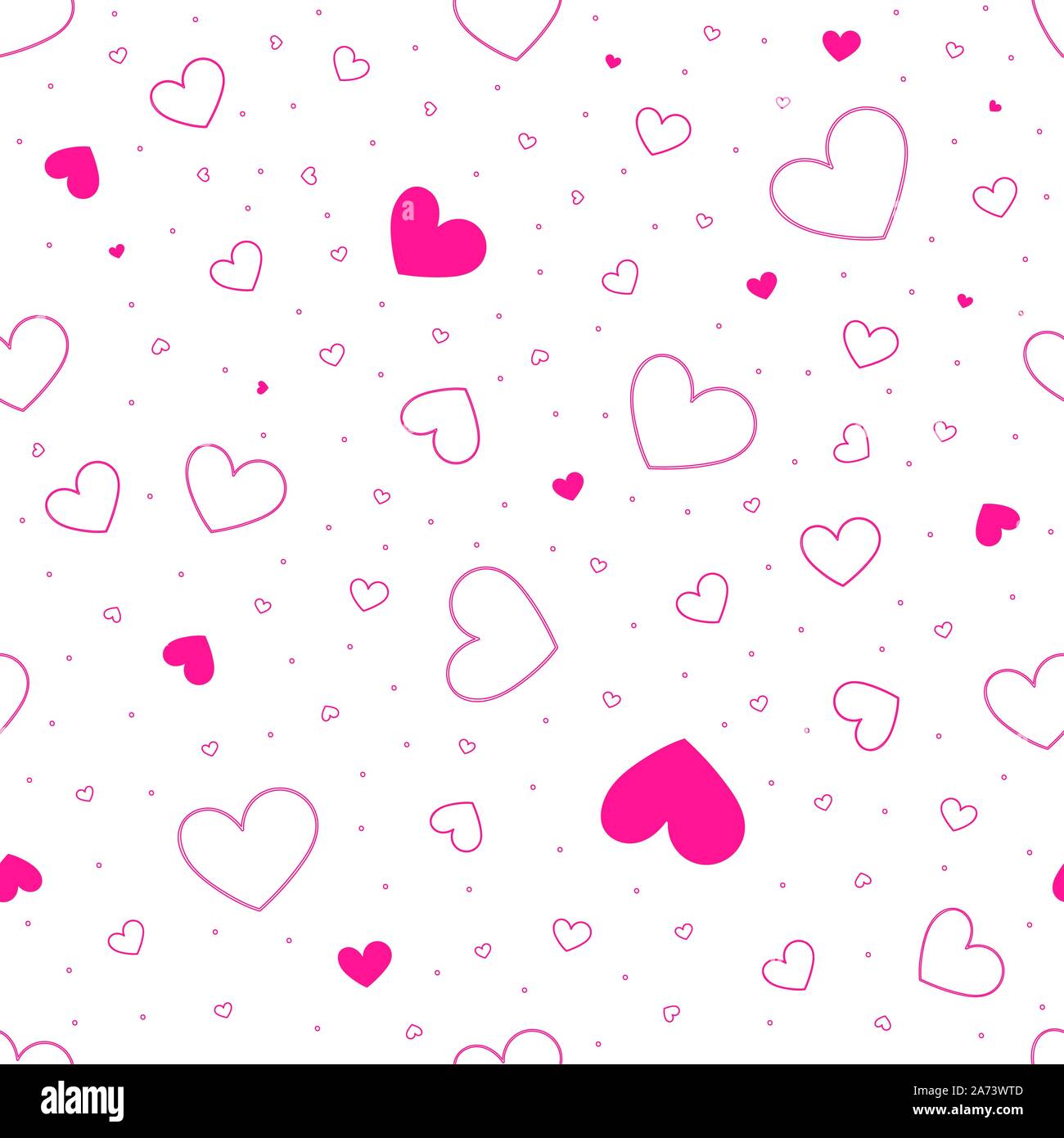 Vector seamless pattern of scattered pink hearts on a white background ...