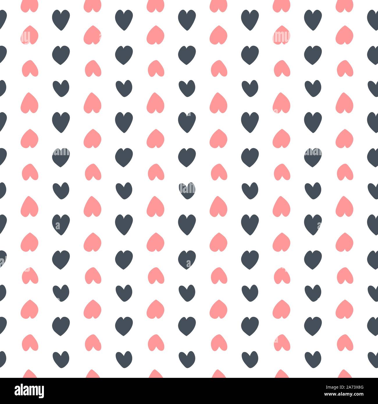 Vector seamless pattern, black and red hearts arranged in a line and ...