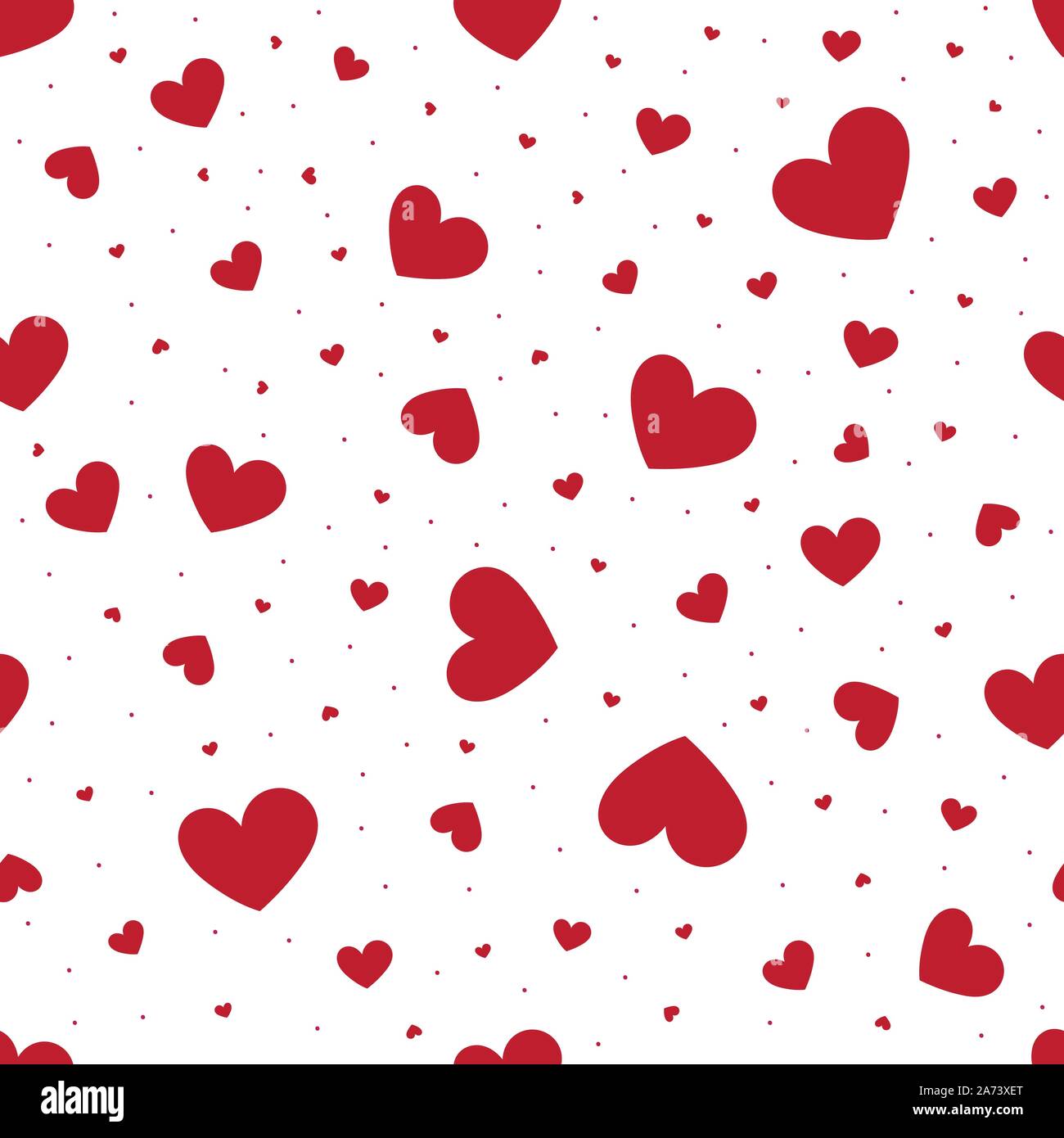 Vector seamless pattern of scattered red hearts on a white background ...