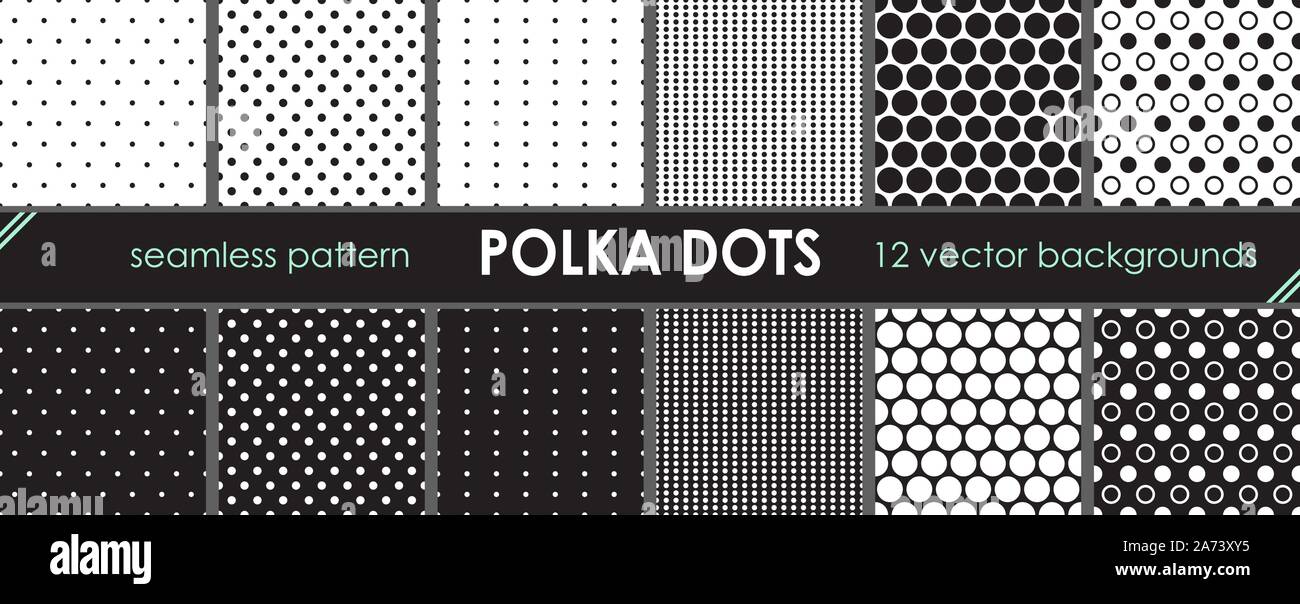 Set of vector seamless and repeating pattern. Polka dots background ...