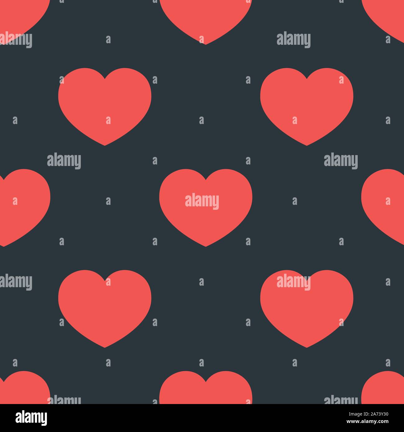 Red hearts on a dark black background. A repeating, endless pattern ...