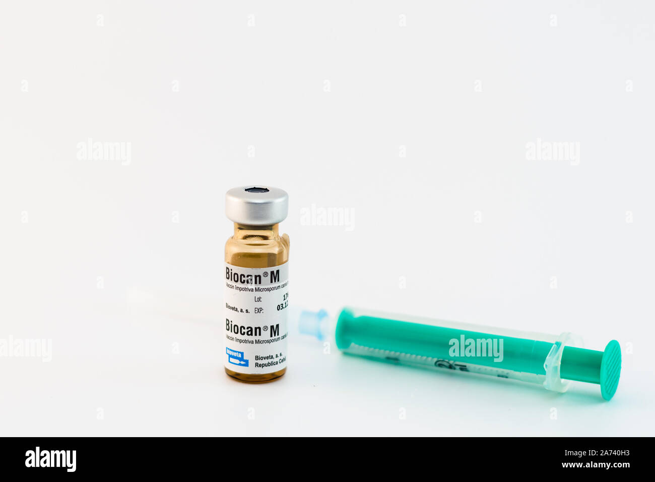 Cluj-Napoca/Romania-10 24 2019:  Biocan M vaccine against ringworm in dogs and cats Stock Photo