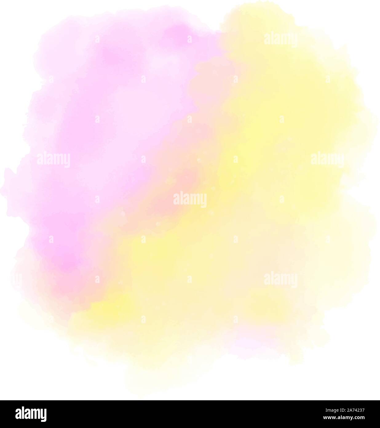 Pink and yellow watercolor background. Blended abstract aquarelle