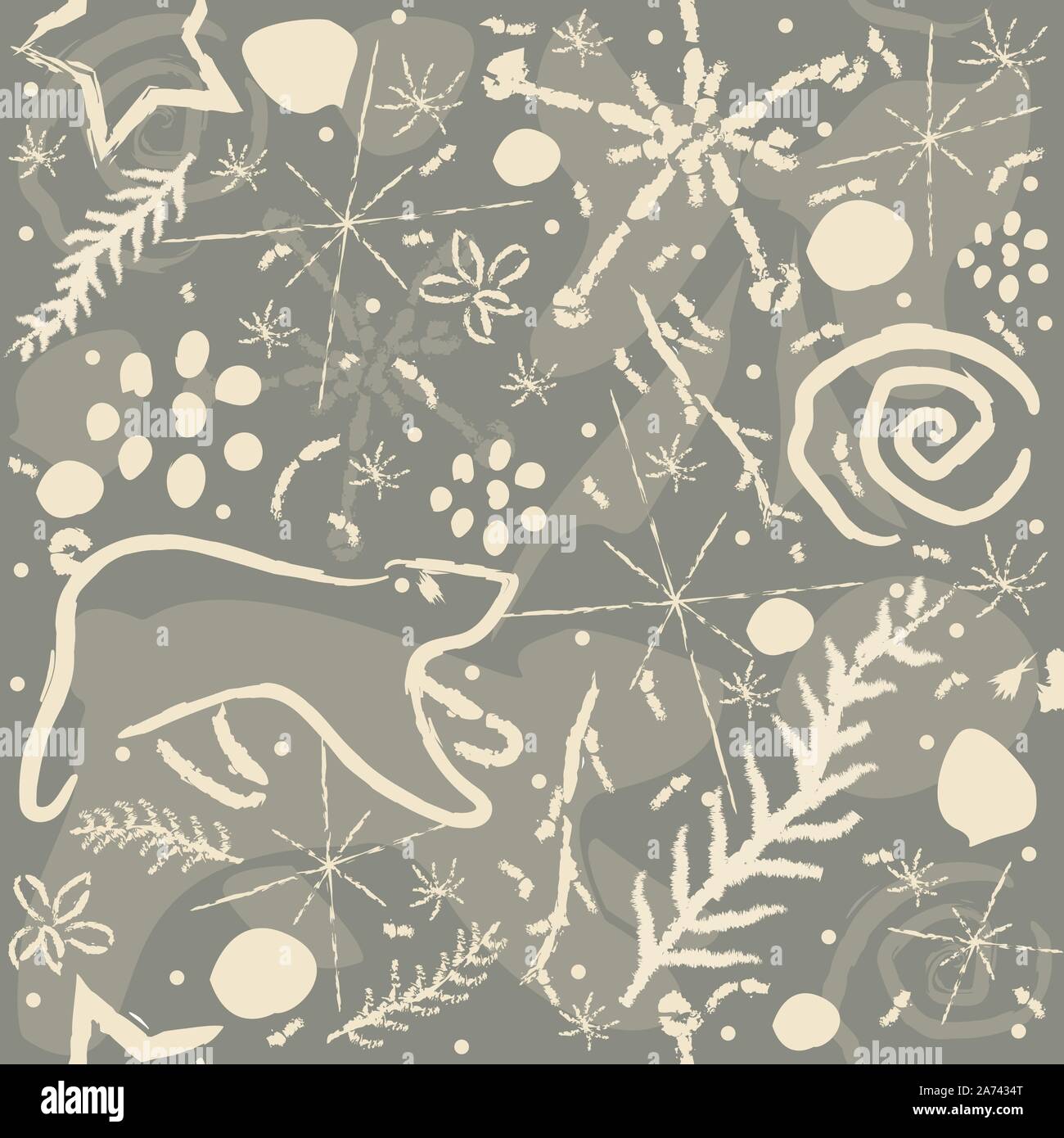 Cute Hand Drawn Winter Pattern. Seamless Pattern. Vector Illustration ...
