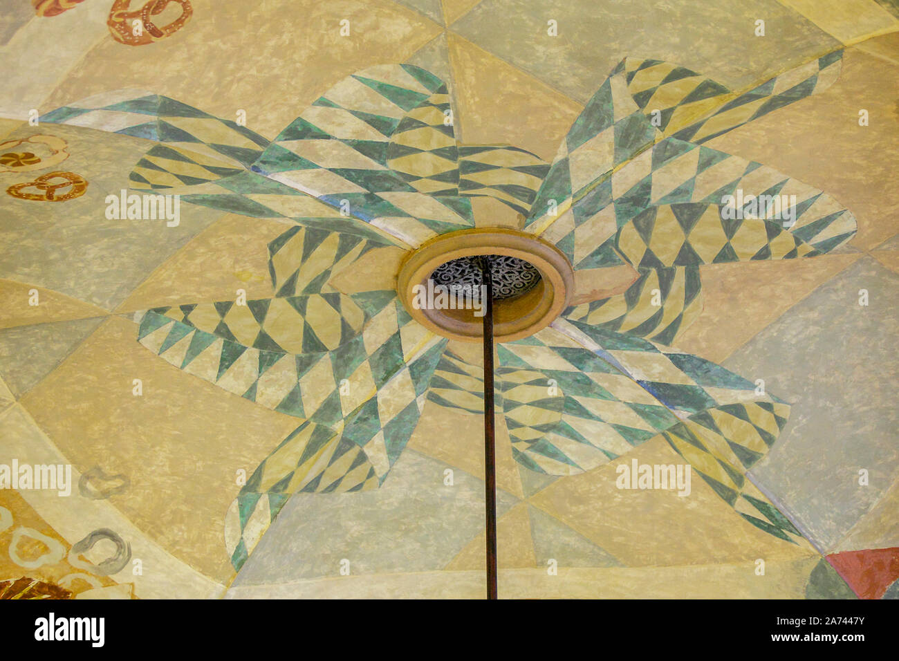 Internal ceiling aspect of the Hofbrauhaus in Munich, Germany Stock