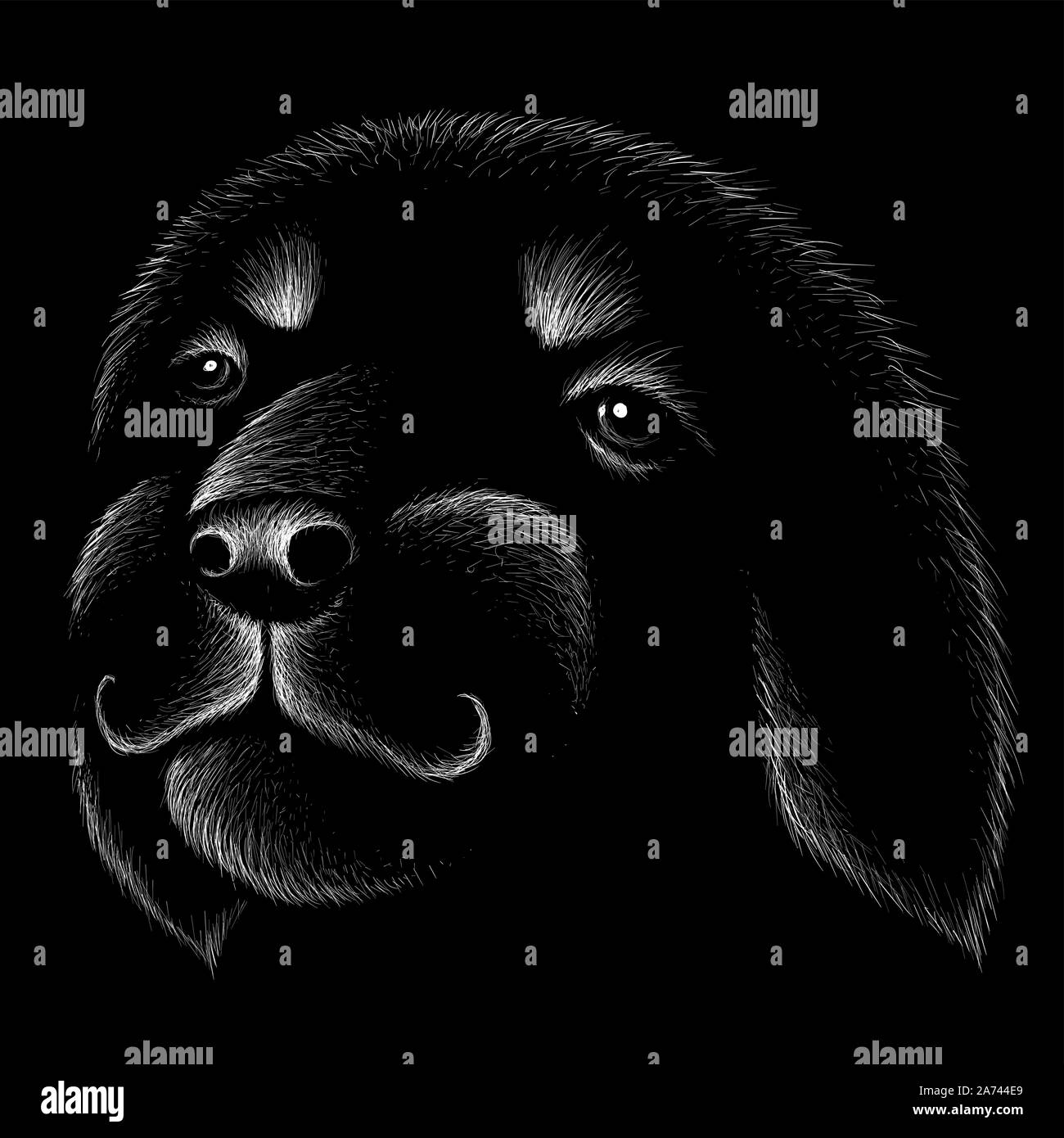 The Vector logo dog  or wolf for tattoo or T-shirt design or outwear.  Cute print style dog  or wolf  background. This drawing would be nice to make o Stock Vector