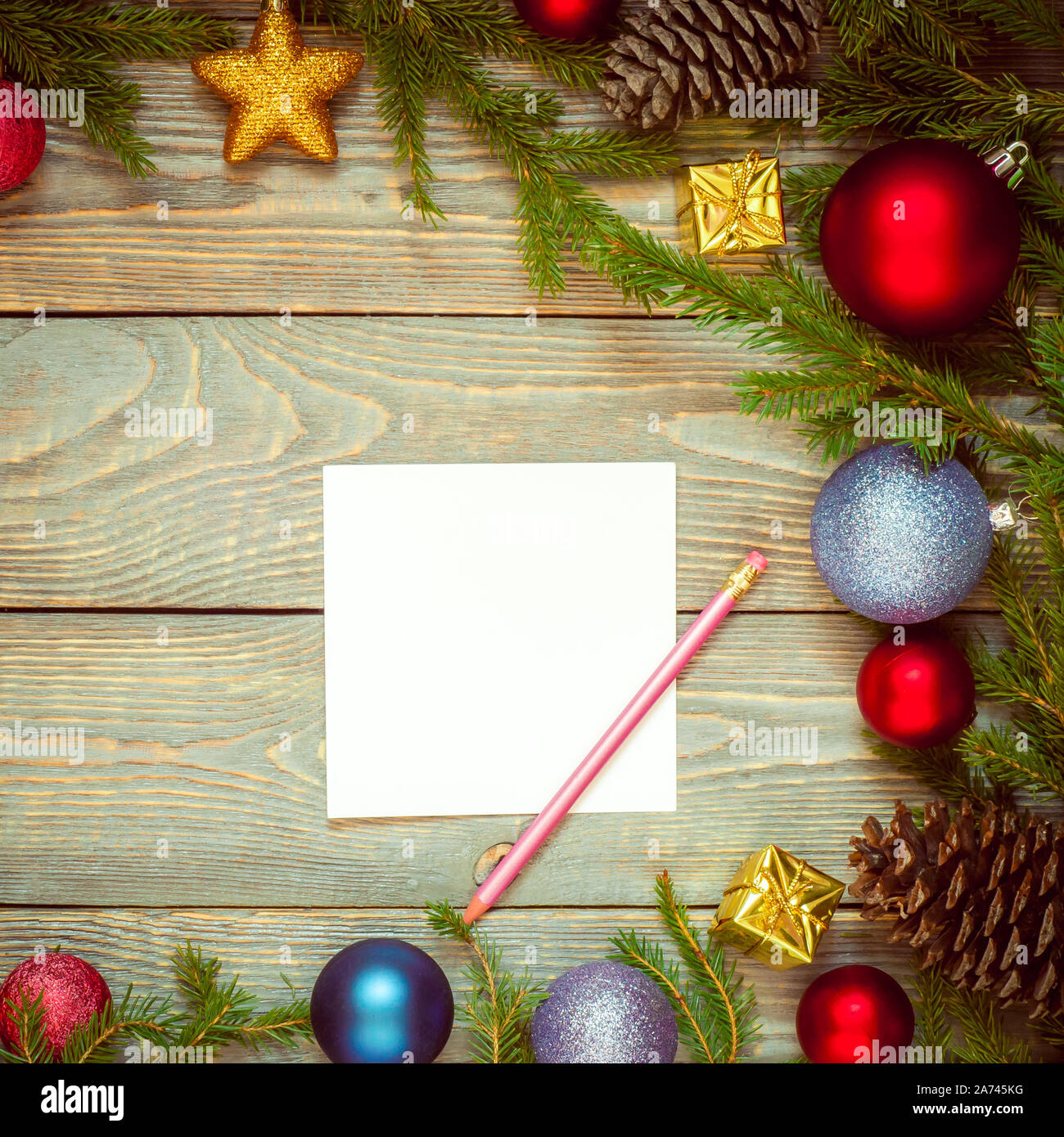 Christmas Tree With Decoration On A Wooden Board Christmas Toy