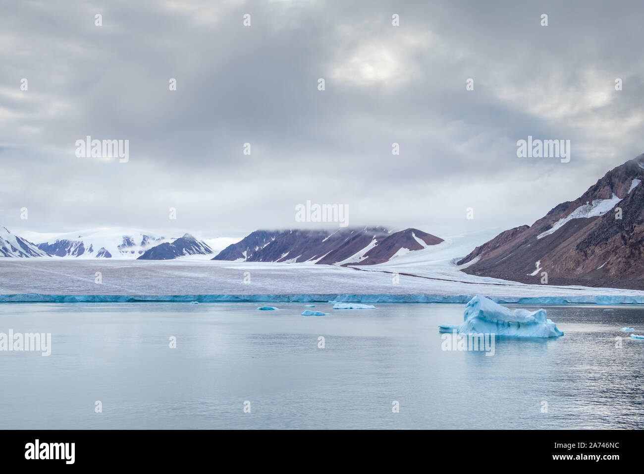 Detail of the edge of a glacier in Ellesmere Island, part of the Qikiqtaaluk Region in the Canadian territory of Nunavut Stock Photo